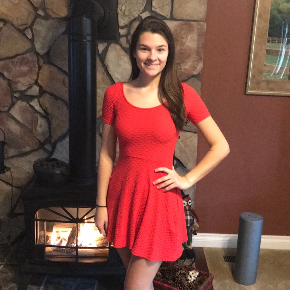 Mini red textured dress